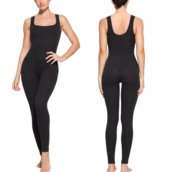 SKIMS Cotton Rib Tank Catsuit 🖤 Soot | Size XS | NWT 🔥 Full-Length Bodysuit - Picture 1 of 4
